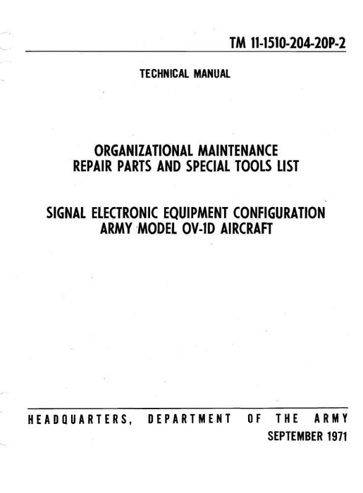 Grumman OV-1D Aircraft 1971 Organizational Maintenance Manual (55-1510-204-20P)