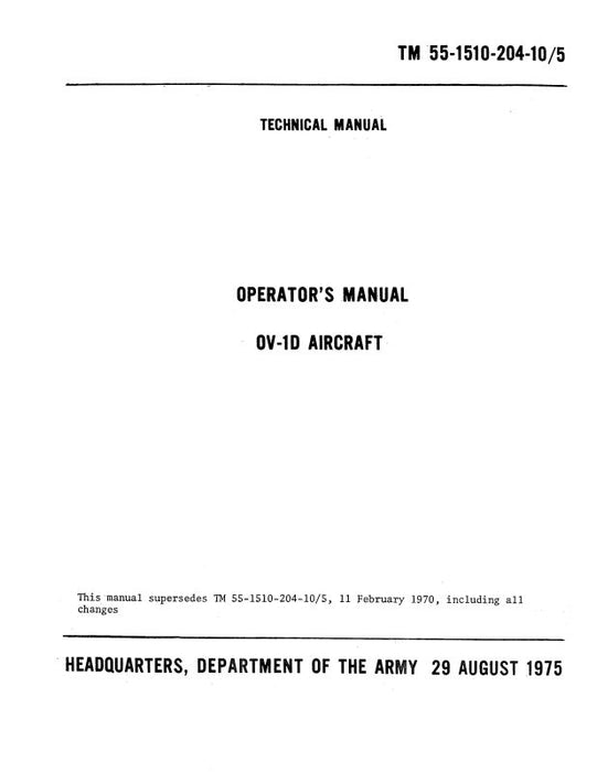 Grumman OV-1D Aircraft 1975 Operator's Manual (55-1510-204-10-)
