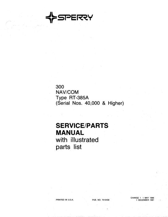 Cessna 300 Nav-ComM RT-385A Maintenance & Parts Manual (CERT385A-82-MP)