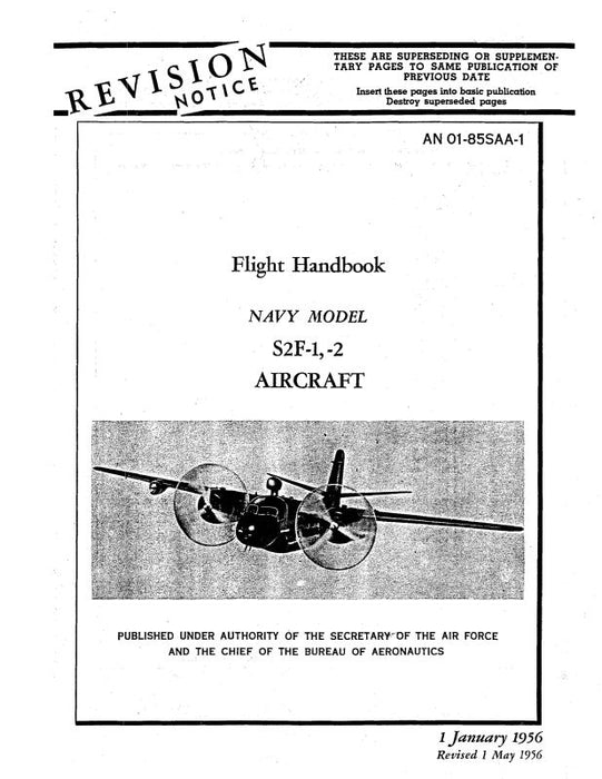 Grumman S2F-1, -2, 1956 Flight Handbook (01-85SAA-1)