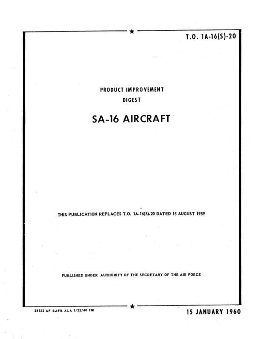 Grumman SA-16 1960 Product Improvement Digest (1A-16(S)-20)