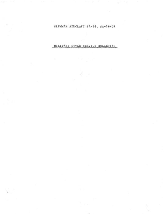 Grumman SA-16 & SA-16-GR Series Service Letters, Bulletins (GRSA16-SLB-C)