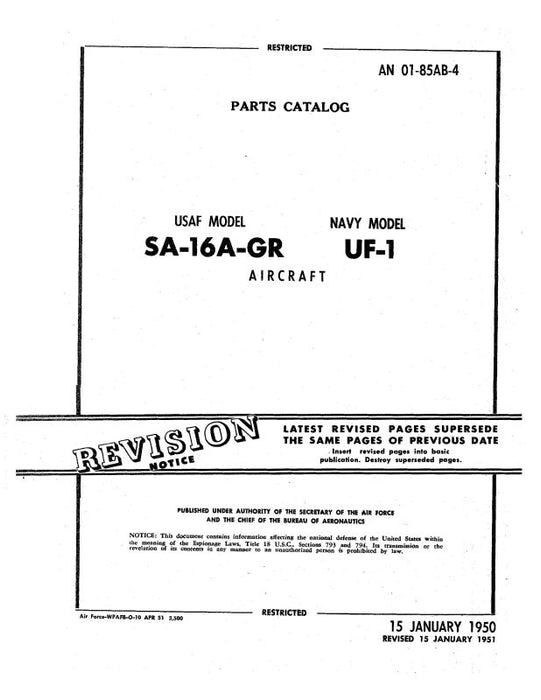 Grumman SA-16A-GR 1950 Parts Catalog (AN-01-85AB-4)
