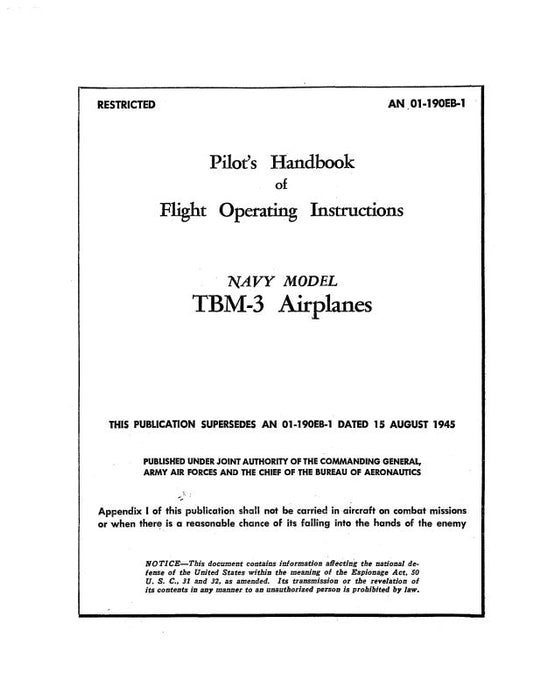 Grumman TBM-3 1945 Flight Operating Handbook (01-190EB-1)