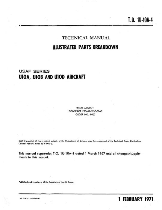 Helio Aircraft Corporation U-10A, B USAF & Army 1963 Illustrated Parts Breakdown (1U-10A-4)