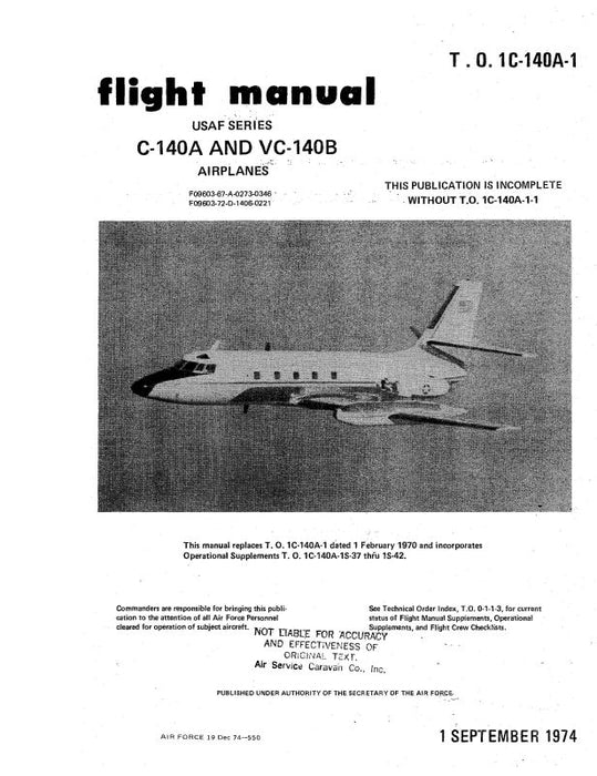 Lockheed C-140A & VC-140B 1974 Flight Manual (1C-140A-1)