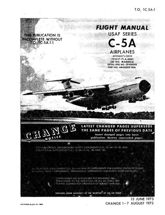 Lockheed C-5A 1973 Flight Manual (1C-5A-1)