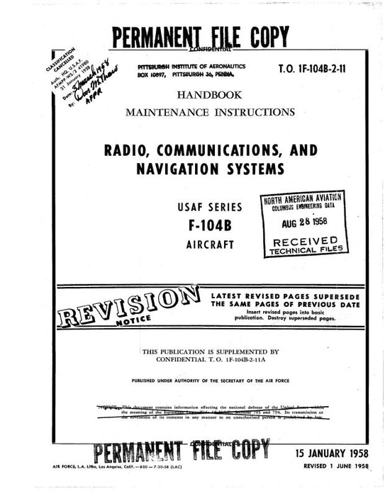 Lockheed F-104B 1958 Maintenance Instructions (1F-104B-2-11)