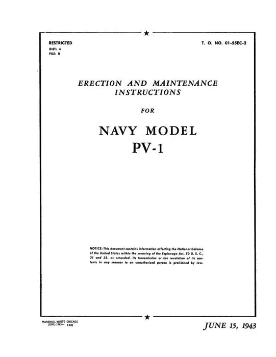 Lockheed PV-1 Navy Model 1943 Erection & Maintenance Instructions (01-55EC-2)
