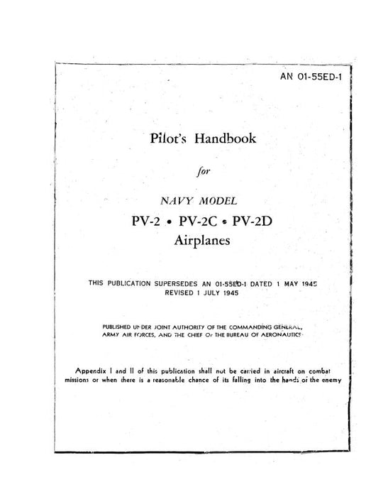 Lockheed PV-2, PV-2C, PV-2D 1945 Pilot's Handbook (01-55ED-1)