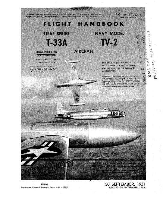 Lockheed T-33A 1951 Flight Manual (1T-33A-1)