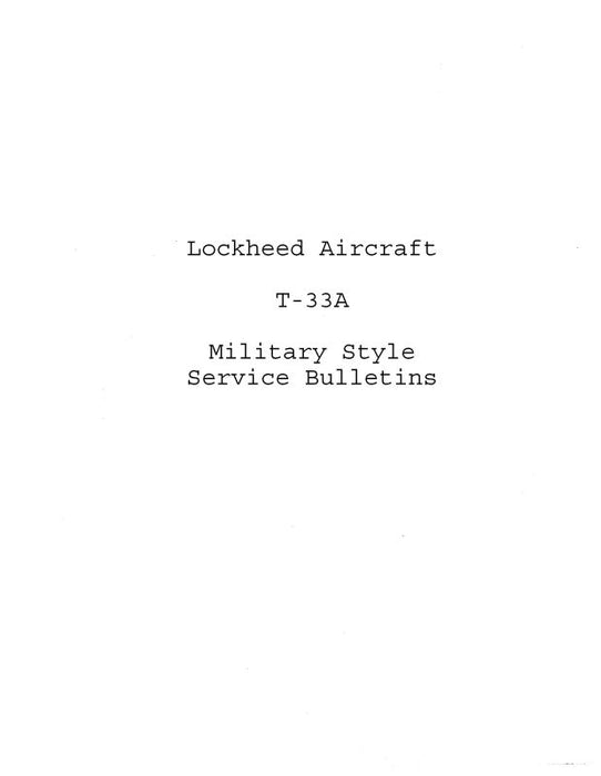 Lockheed T-33A Service Bulletins Service Bulletins (LHT33A-SLB-C)