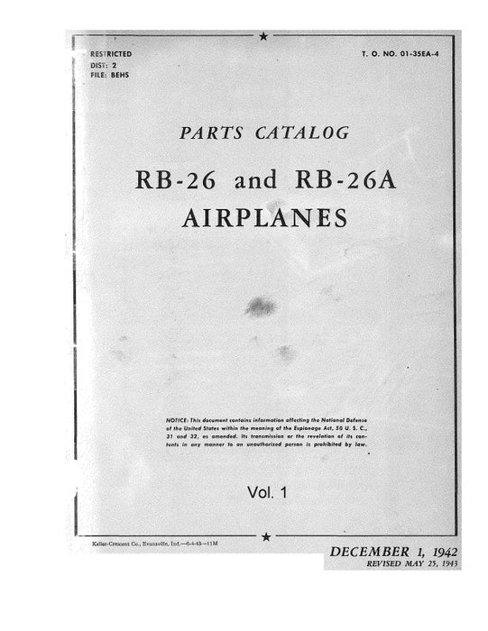 Martin RB-26, 26A 1942 Parts Catalog (01-35EA-4)