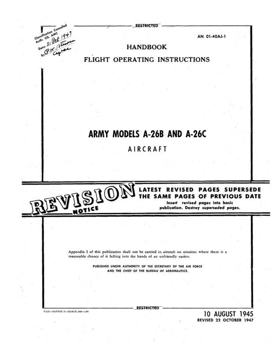 McDonnell Douglas A-26B, A-26C 1945 Flight Operating Instructions (01-40AJ-1)