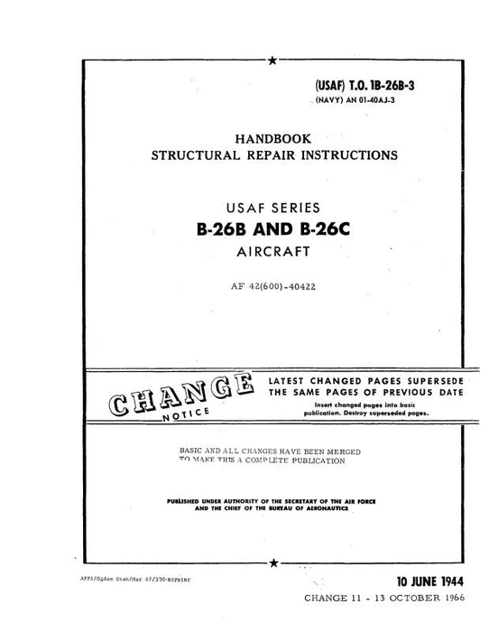 McDonnell Douglas B-26B & B-26C 1944 Structural Repair Instructions Handbook (1B-26B-3)