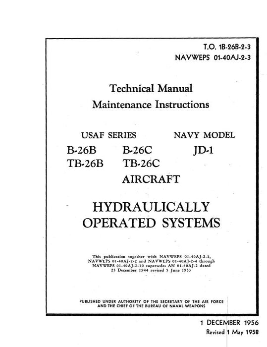 McDonnell Douglas B-26B,C, TB-26B,C & JD-1 Navy Maintenance Instructions (1B-26B-2-3)