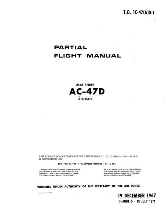 McDonnell Douglas AC-47D Series Partial Flight Partial Flight Manual (1C-47(A)D-1)