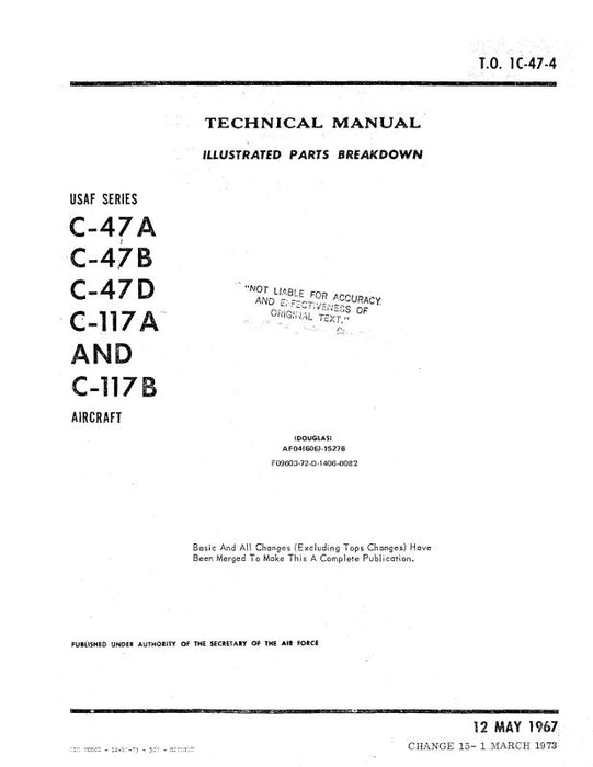 McDonnell Douglas C-47A,B,D & C-117A,B 1967 Illustrated Parts Breakdown (1C-47-4)