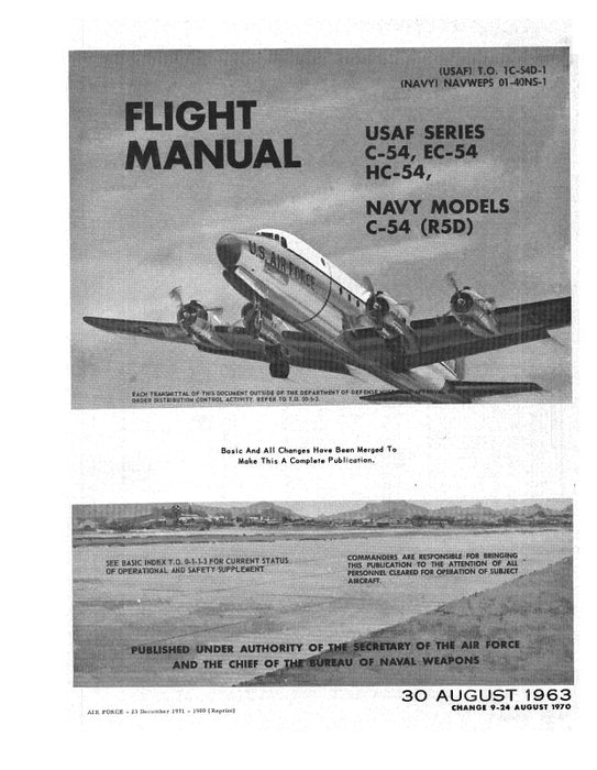 McDonnell Douglas C, EC, HC, TC-54 1963 Flight Manual (1C-54D-1)