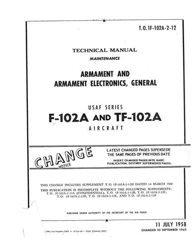 McDonnell Douglas F-102A & TF-102A 1958 Maintenance Manual (1F-102A-2-12)
