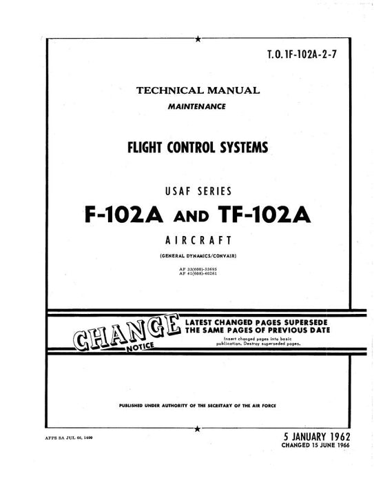 McDonnell Douglas F-102A & TF-102A 1962 Maintenance Manual (1F-102A-2-7)