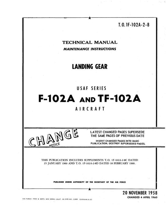 McDonnell Douglas F-102A & TF-102A 1958 Maintenance Manual (1F-102A-2-8)