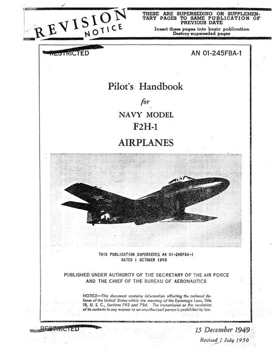 McDonnell Douglas F2H-1 1949 Pilot's Handbook (01-245FBA-1)