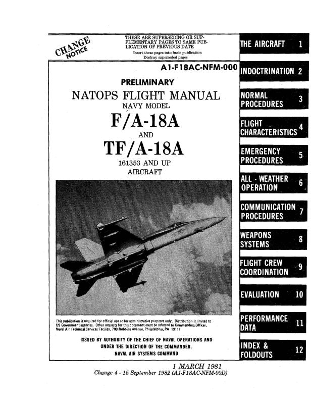 McDonnell Douglas F-A-18A & TF-A-18A 1981 Flight Manual (A1-F18AC