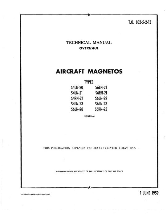 Bendix S4LN,S6LN Series A-C Mags 1959 Overhaul Manual (TO#-8E2-5-2-13)