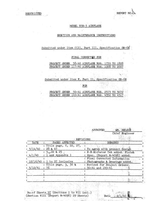 Naval Aircraft Factory N3N-3 Report # M-4094 Erection & Maintenance (M-4094)