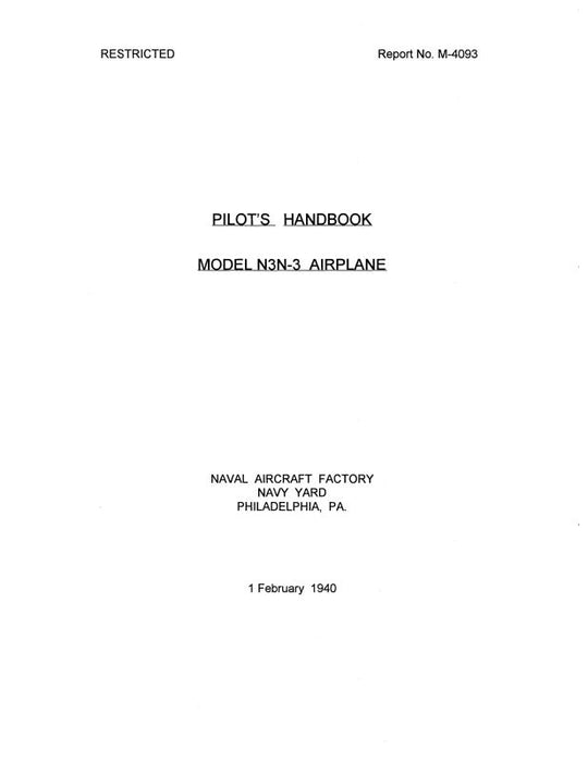 Naval Aircraft Factory N3N-3 1940 Pilot's Handbook (M-4093)