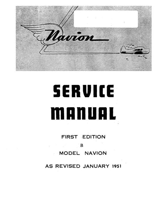 Navion Model B Navion 1951 Maintenance Manual (NVB-51-M-C)
