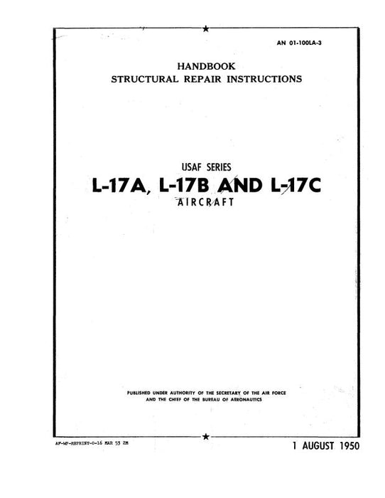 Navion L-17A, L-17B, L-17C 1950 Structural Repair Instructions Handbook (1L-17A-3)