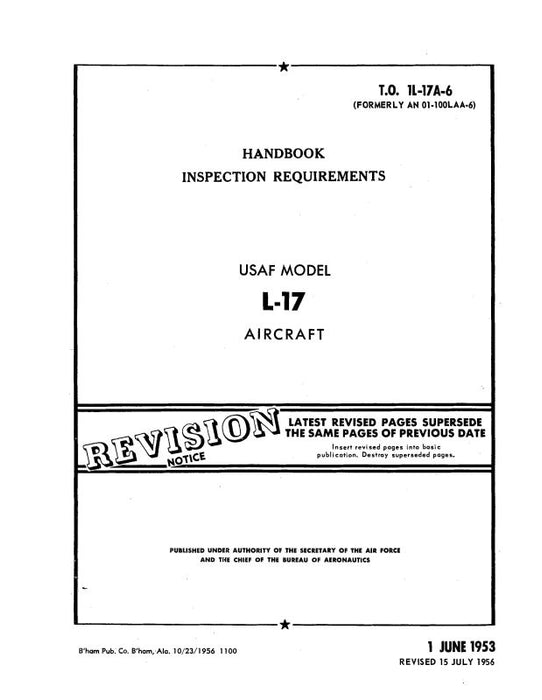 Navion L-17A, L-17B, L-17C 1951 Inspection Requirements Handbook (01-100LAA-6)