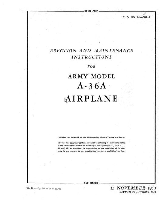 North American A-36A & P-51 1943 Erection & Maintenance Instructions (01-60HB-2)