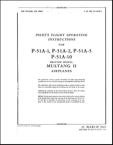North American P-51 Mustang Flight Operating Instructions (01-60JB-1)