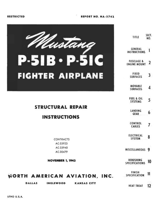 North American P-51B & P-51C 1943 Structural Repair Instructions (NA-5742)