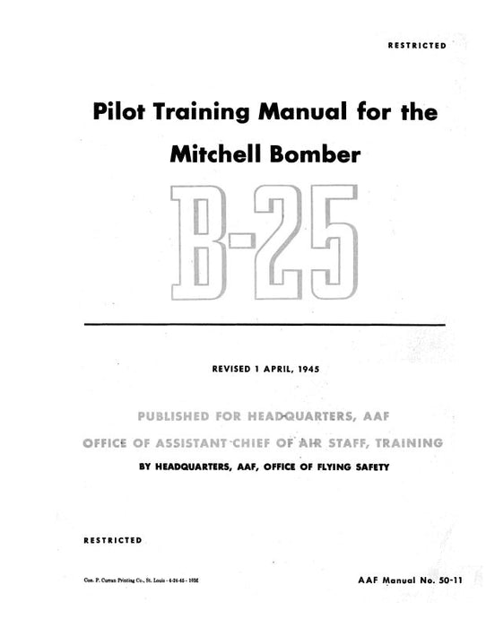 North American B-25 Mitchell 1945 Pilot Training Manual (50-11)