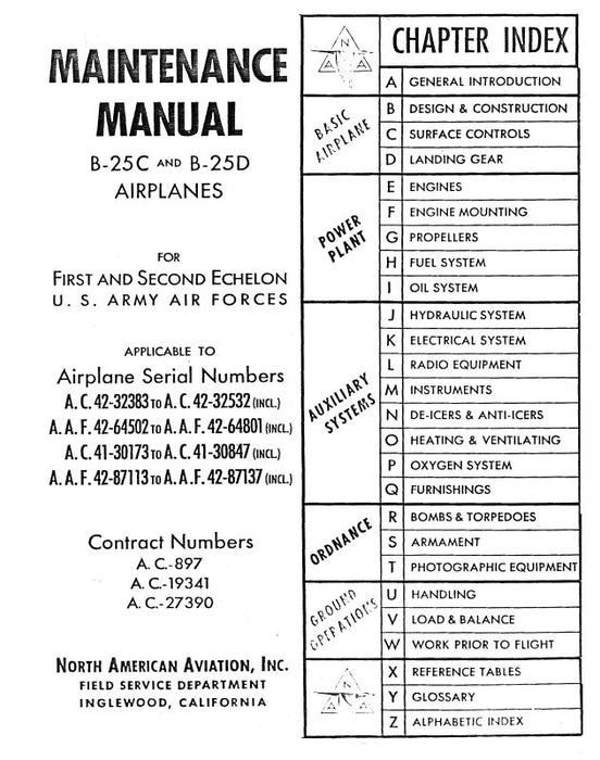 North American B-25C, B-25D Maintenance Manual (NAB25C,D-M-C)