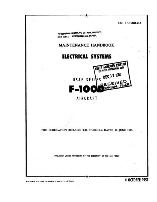 North American F-100D 1957 Maintenance Handbook (1F-100D-2-6)