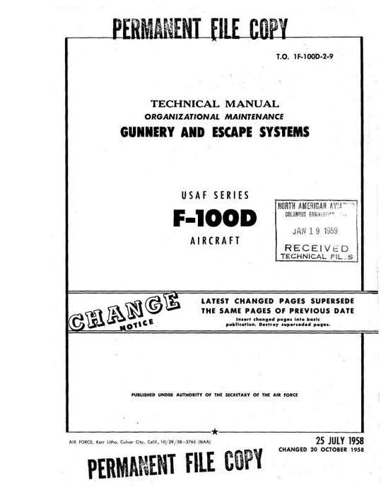 North American F-100D 1958 Organizational Maintenance Manual (1F-100D-2-9)