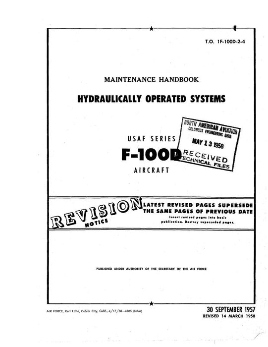 North American F-100D 1957 Maintenance Handbook (1F-100D-2-4)