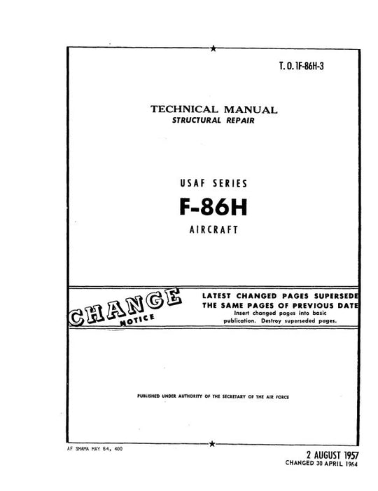 North American F-86H 1957 Structural Repair Manual (1F-86H-3)