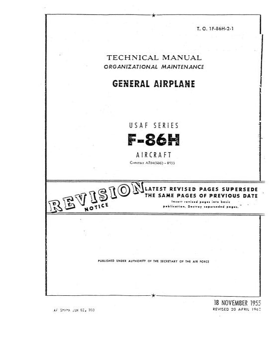 North American F-86H 1955 Organizational Maintenance (1F-86H-2-1)