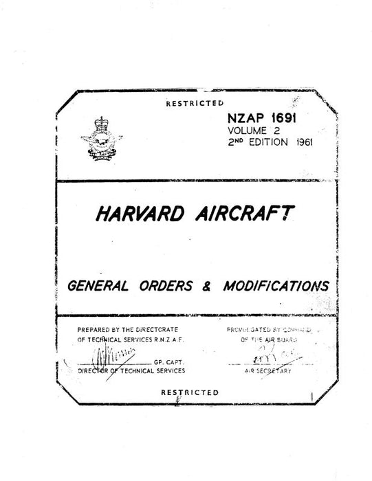 North American Harvard Aircraft 1961 Vol. 2 General Orders & Modifications (NAHARVARD61MODC)
