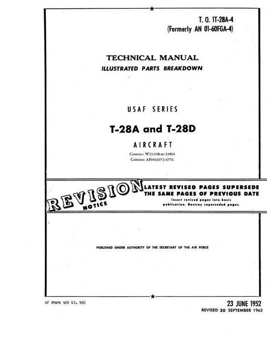 North American T-28A & T-28D 1952 Illustrated Parts Breakdown (01-60FGA-4)