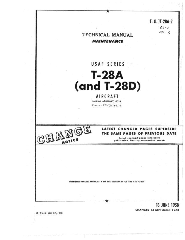 North American T-28A & T-28D 1958 Maintenance Manual (1T-28A-2) — Essco ...