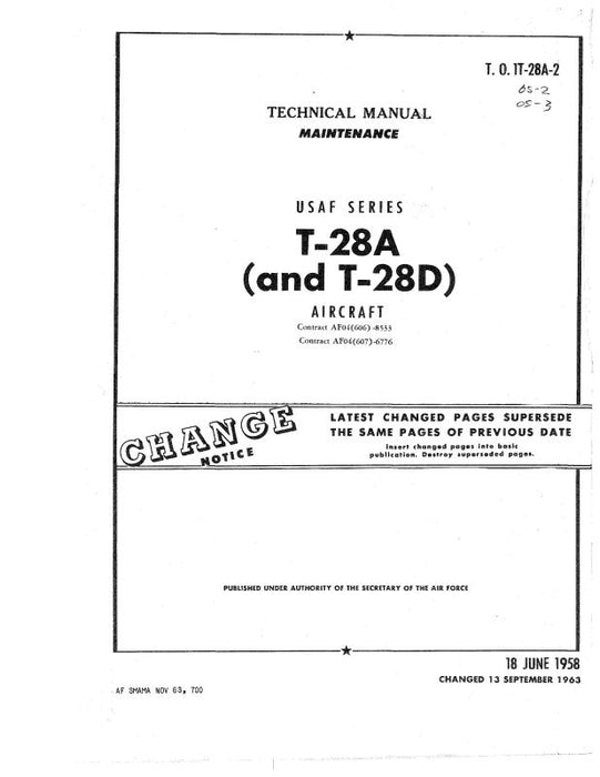 North American T-28A & T-28D 1958 Maintenance Manual (1T-28A-2)