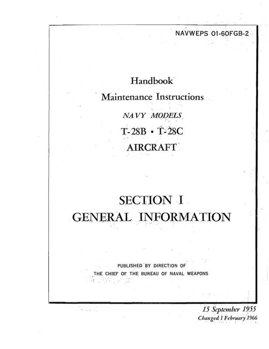 North American T-28B, C 1955 Maintenance Instructions (01-60FGB-2)