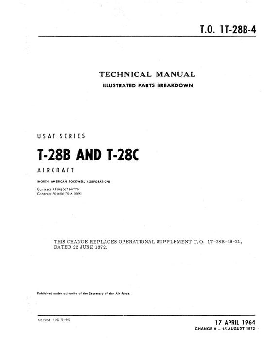North American T-28B & T-28C 1964 Illustrated Parts Breakdown (1T-28B-4)